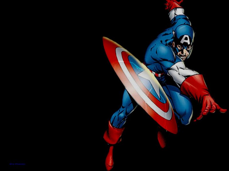 Captain America in Action — Blue, Dramatic, Comic, Shield, Mask