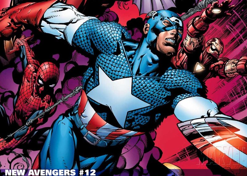 Captain America in Action — Blue, Dramatic, Comic, Spider-man
