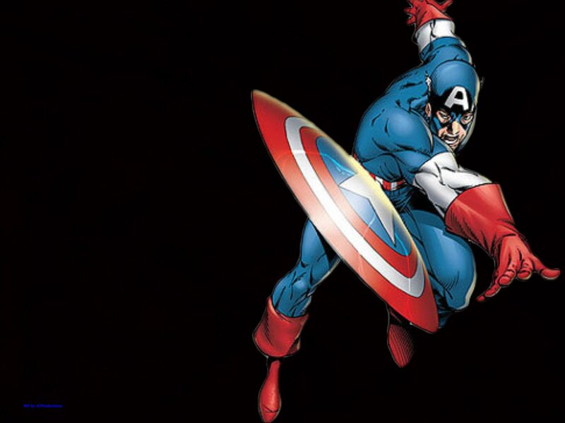 Captain America in Action — Blue, Dramatic, Comic