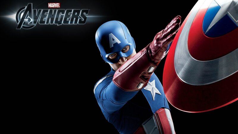 Captain America in Action — Blue, Dramatic, Photograph, Shield