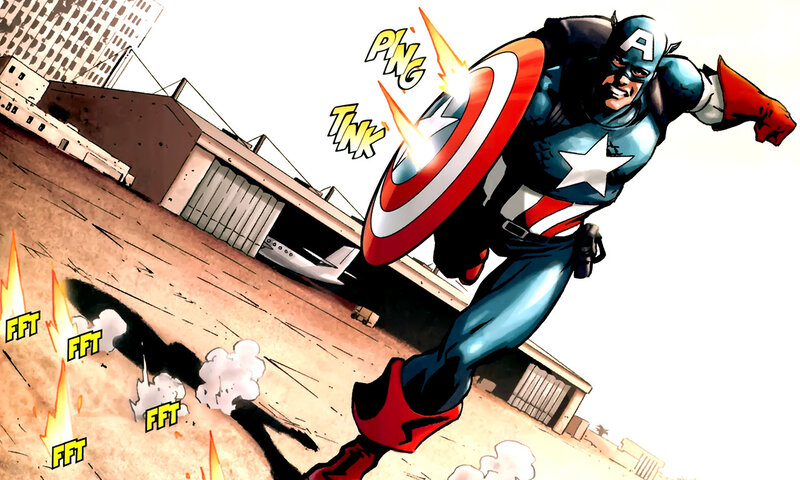 Captain America in Action — Blue, Dynamic