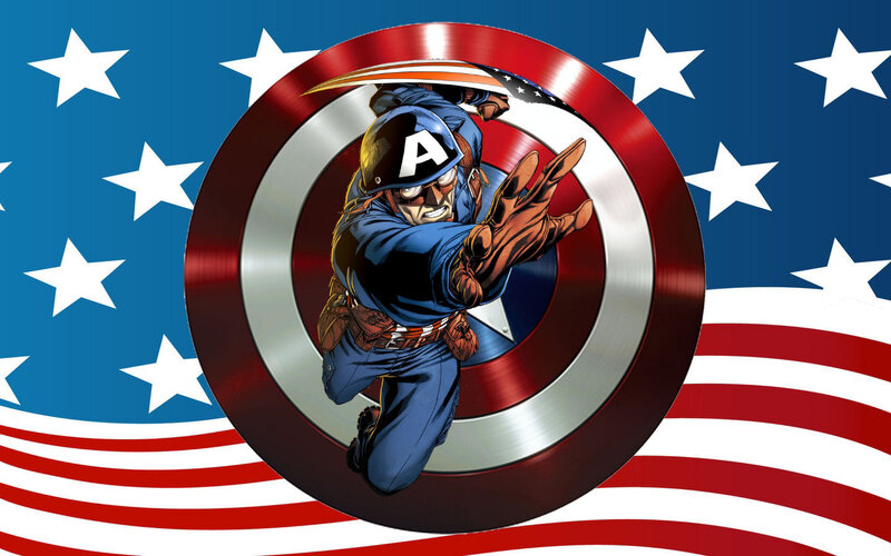 Captain America in Action — Blue, Patriotic