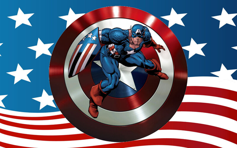 Captain America in Action — Red, Patriotic