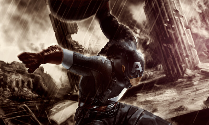 Captain America in battle
