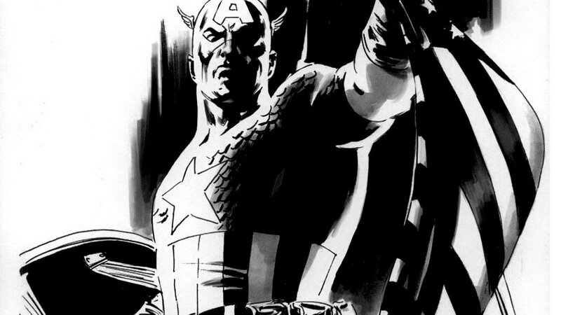 Captain America in black and white