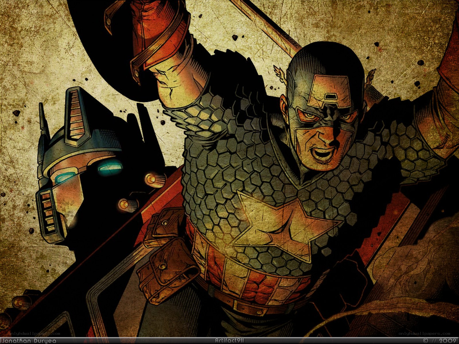 Captain America in combat