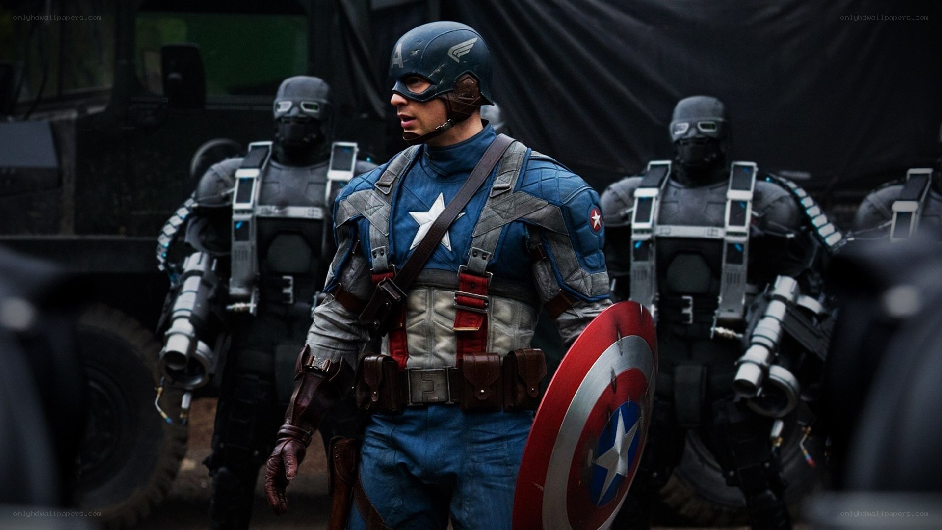 Captain America in combat gear