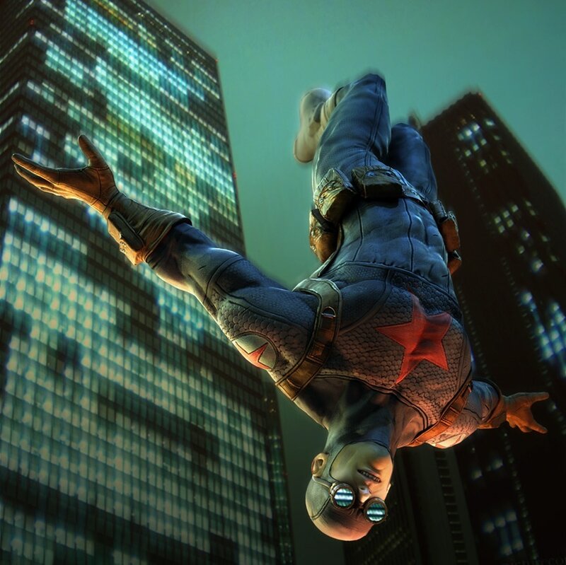 Captain America in Flight — Blue