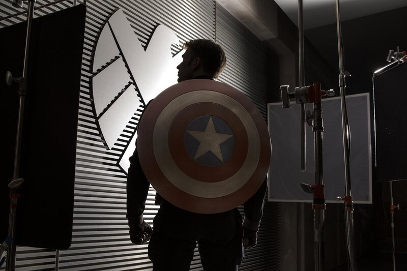 Captain America on set