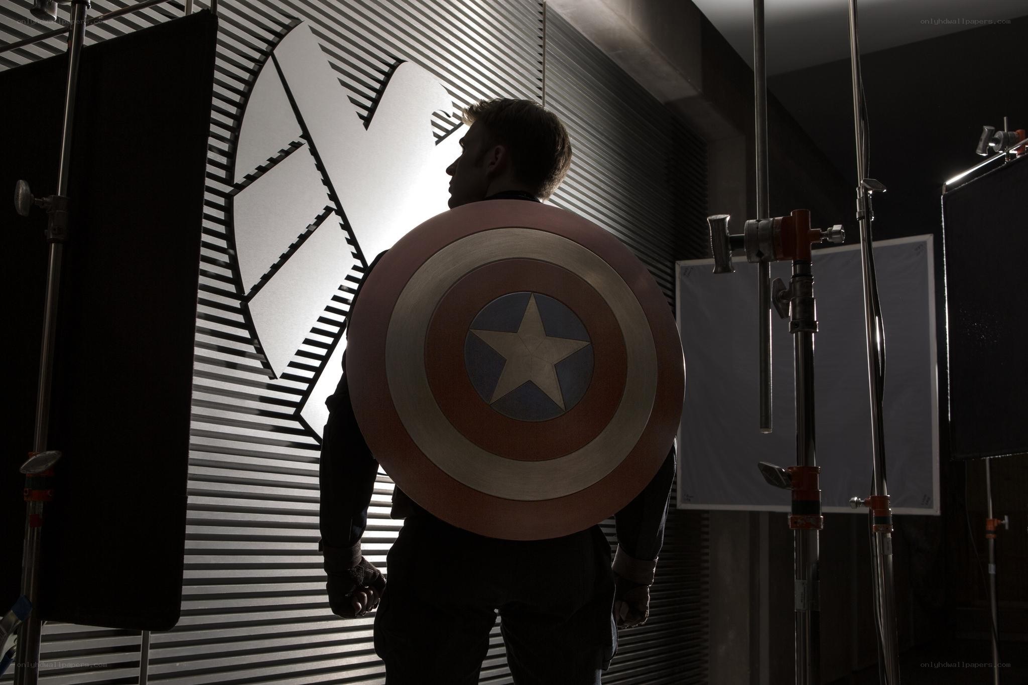 Captain America on set