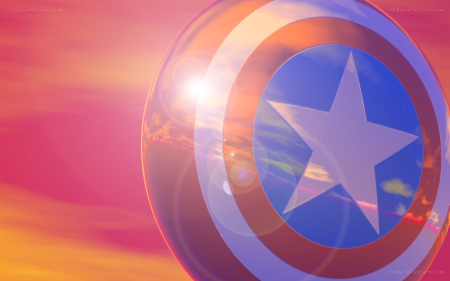 Captain America shield at sunset