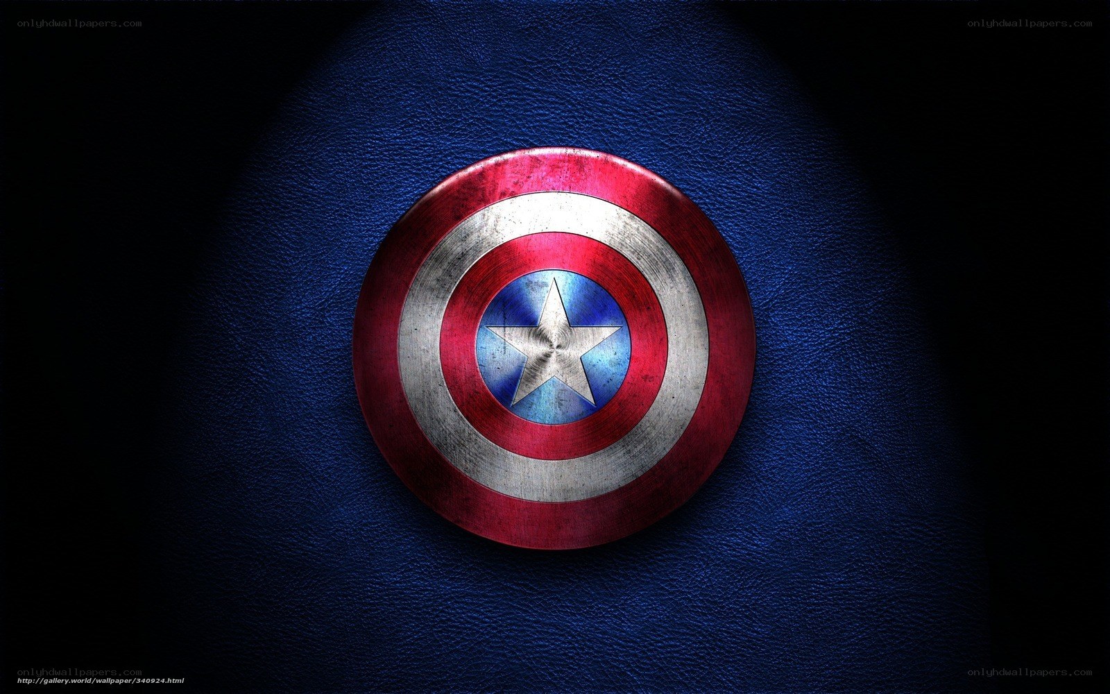 Captain America shield on blue leather