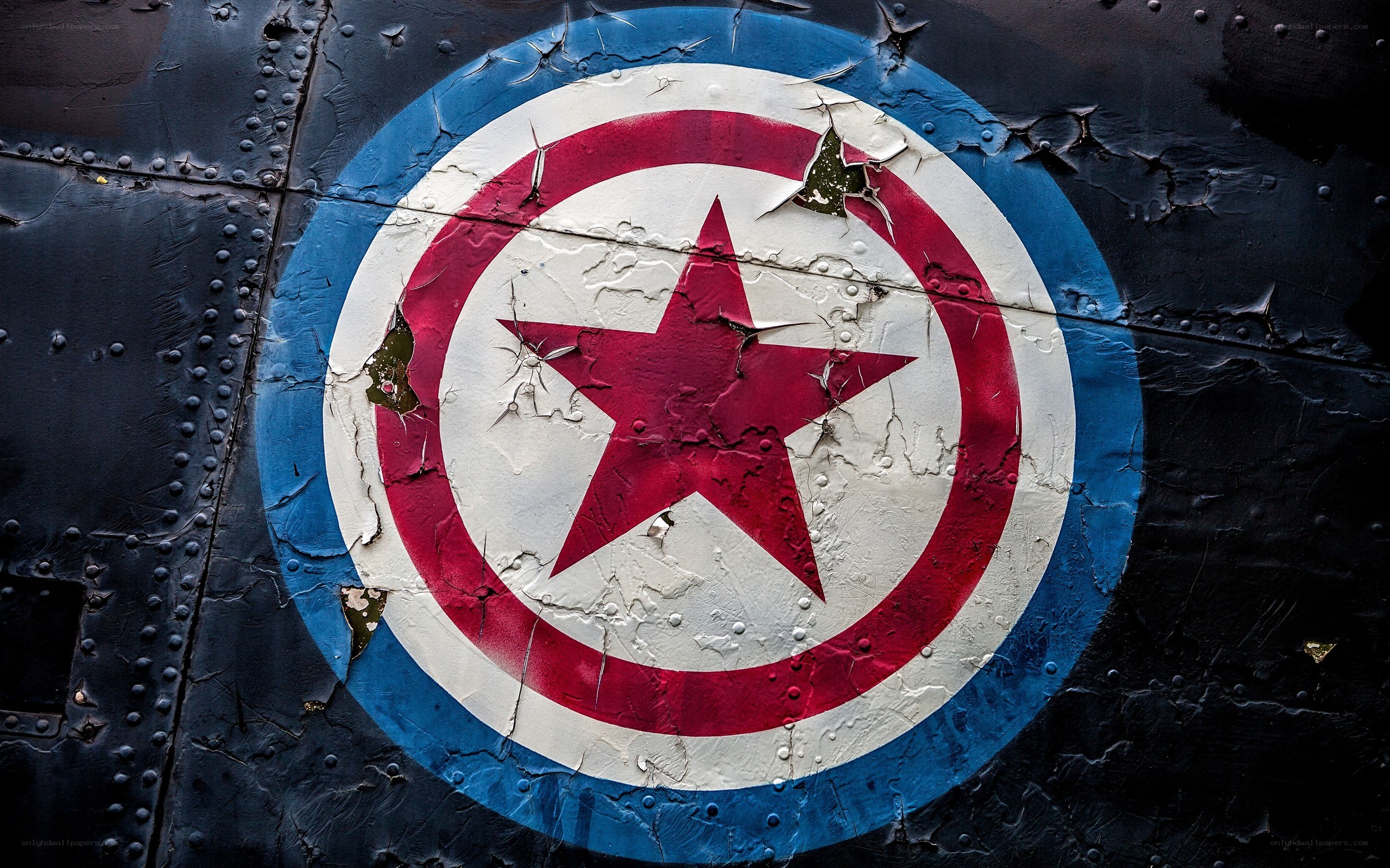 Captain America shield on metal
