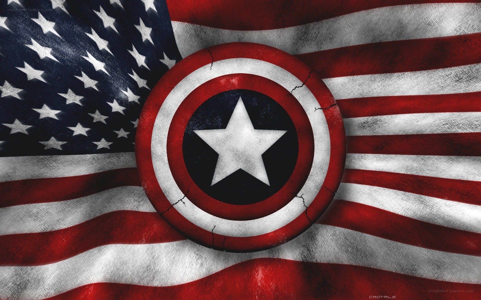 Captain America shield on US flag