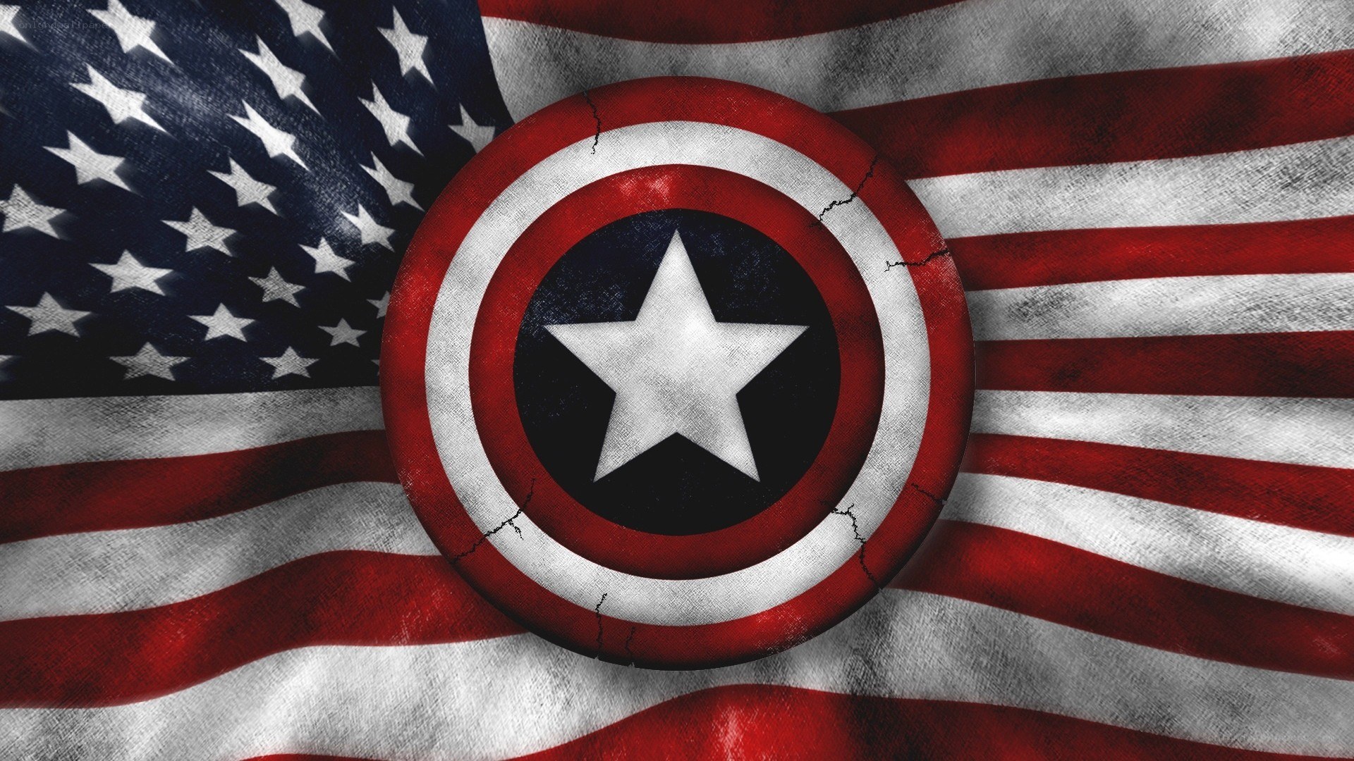 Captain America shield on US flag