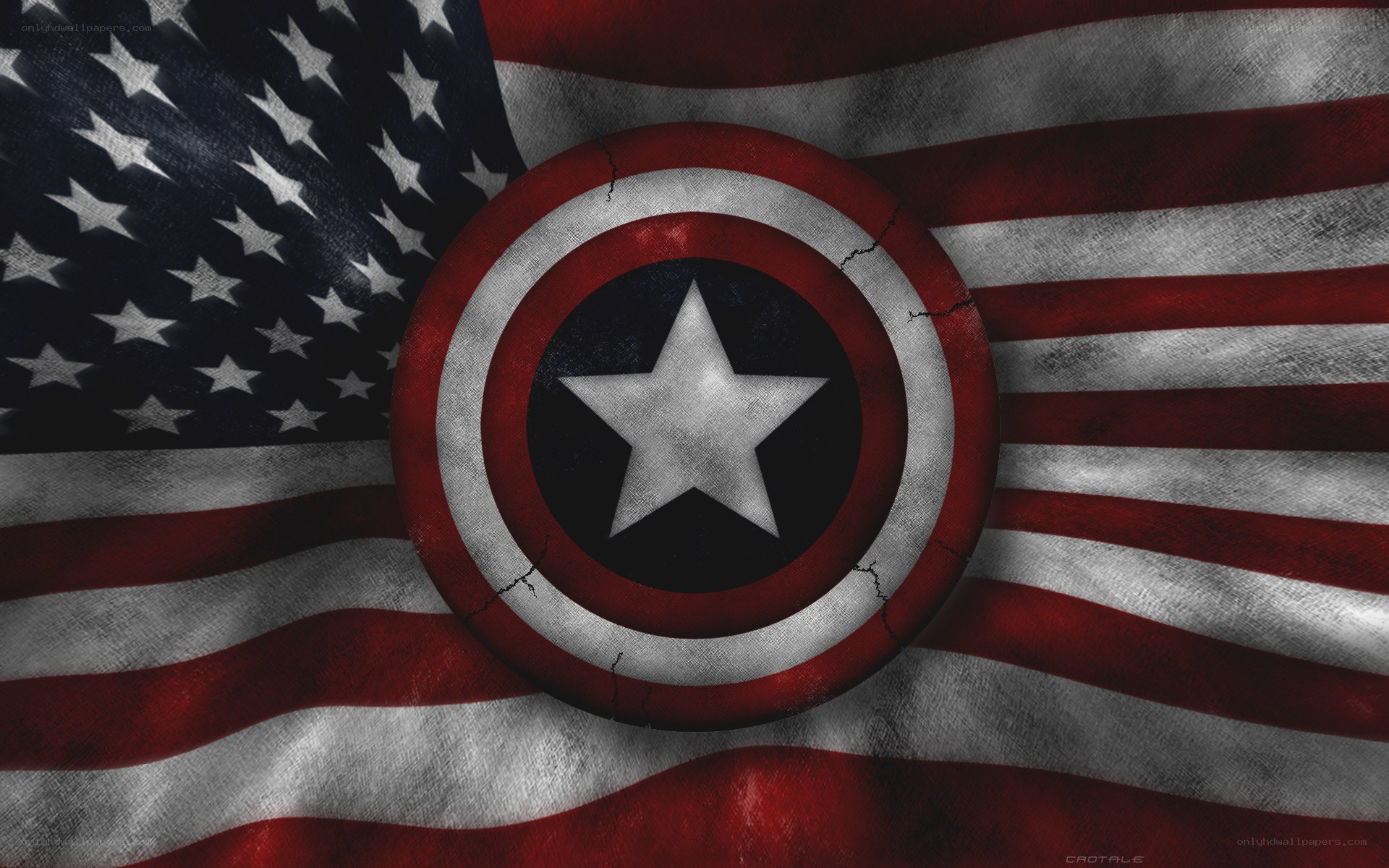 Captain America shield on US flag