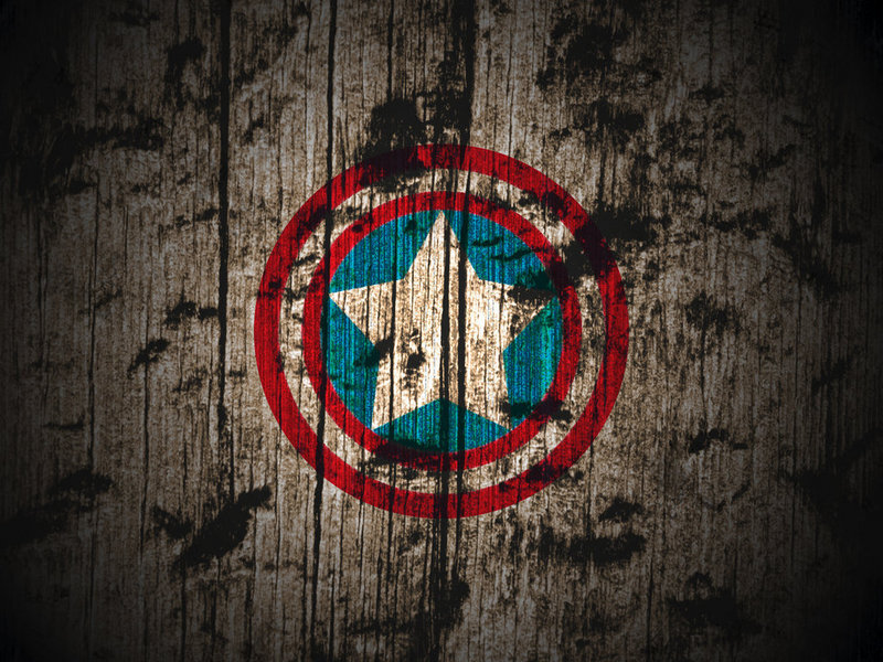 Captain America shield on wood