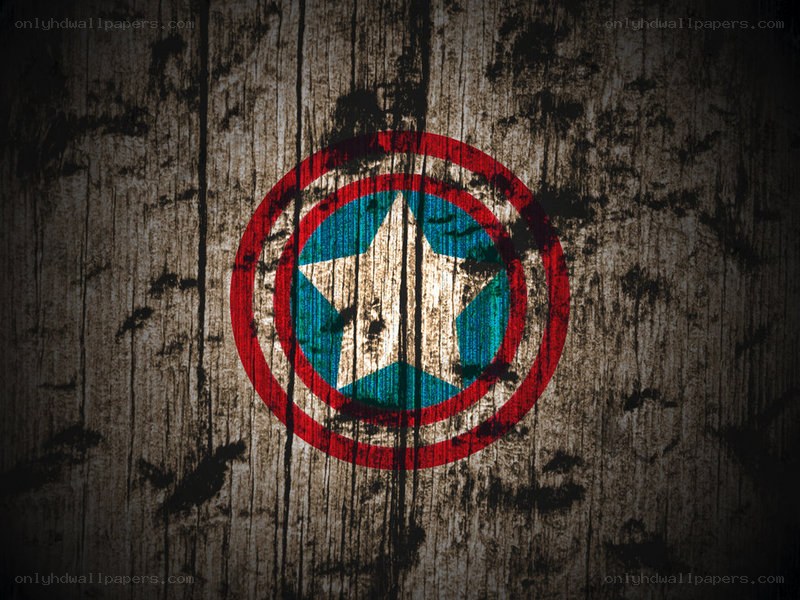 Captain America shield on wood