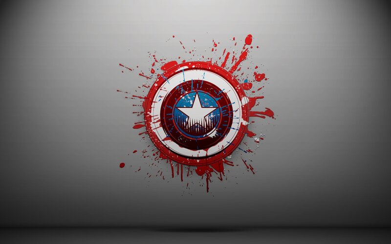 Captain America Shield — Red, Dramatic, Digital Art, Splatter