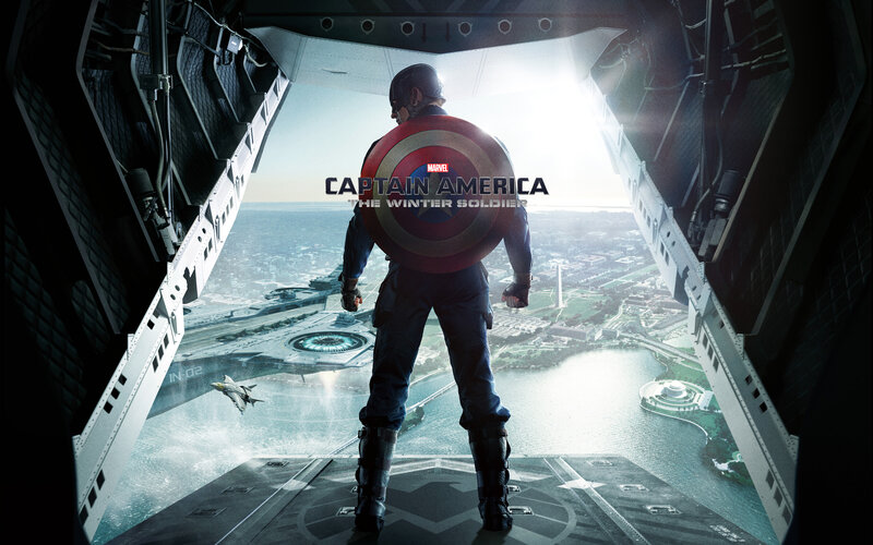 Captain America Standing — Blue, Dramatic, Afternoon