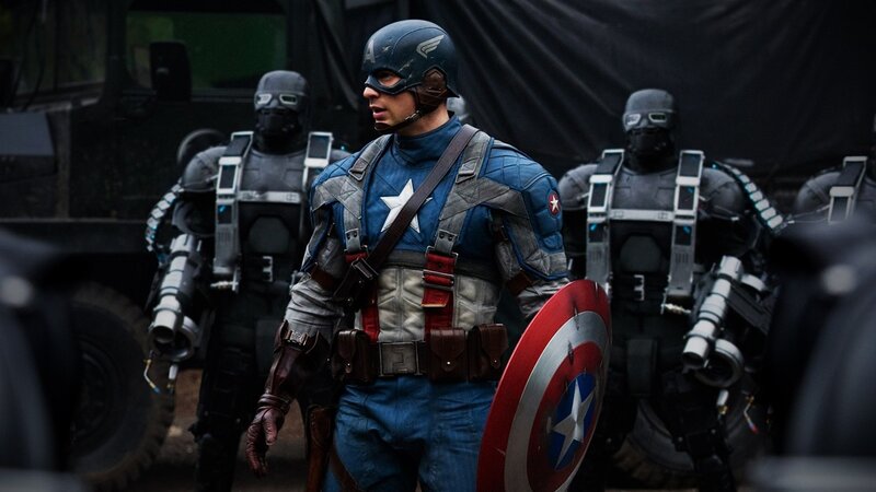 Captain America Standing — Blue, Dramatic, Photograph, Shield