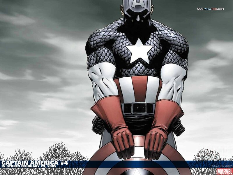 Captain America Standing — Gray, Dramatic, Comic, Shield