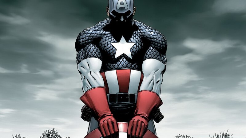 Captain America Standing — Gray, Dramatic, Comic, Star