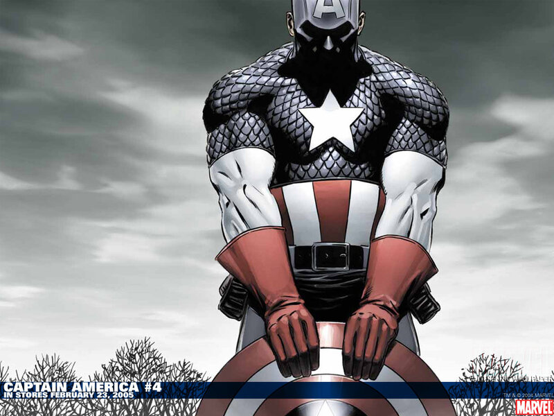 Captain America Standing — Gray, Dramatic, Comic
