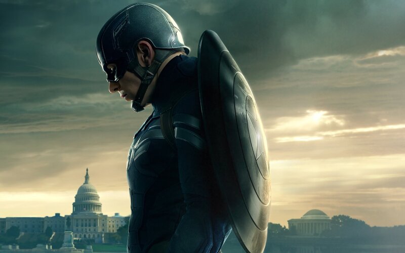 Captain America Standing — Gray, Dramatic