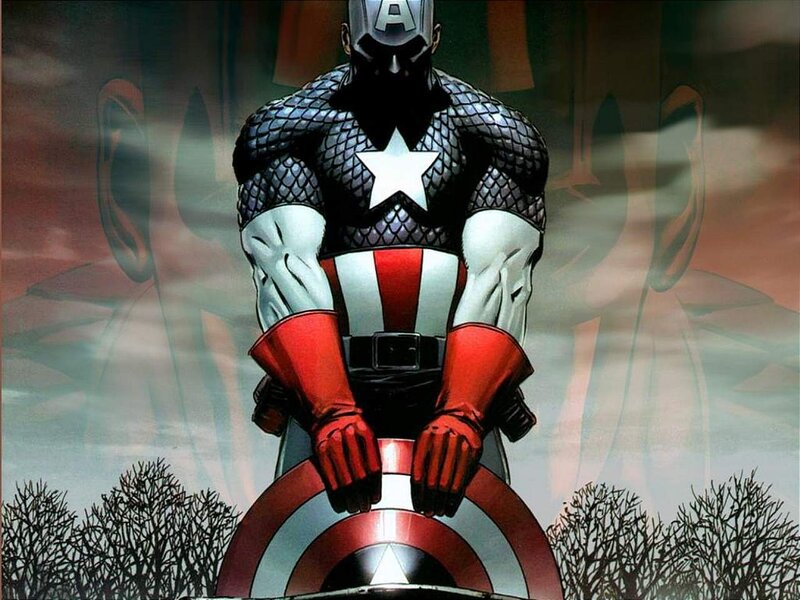 Captain America Standing — Red, Dramatic, Comic