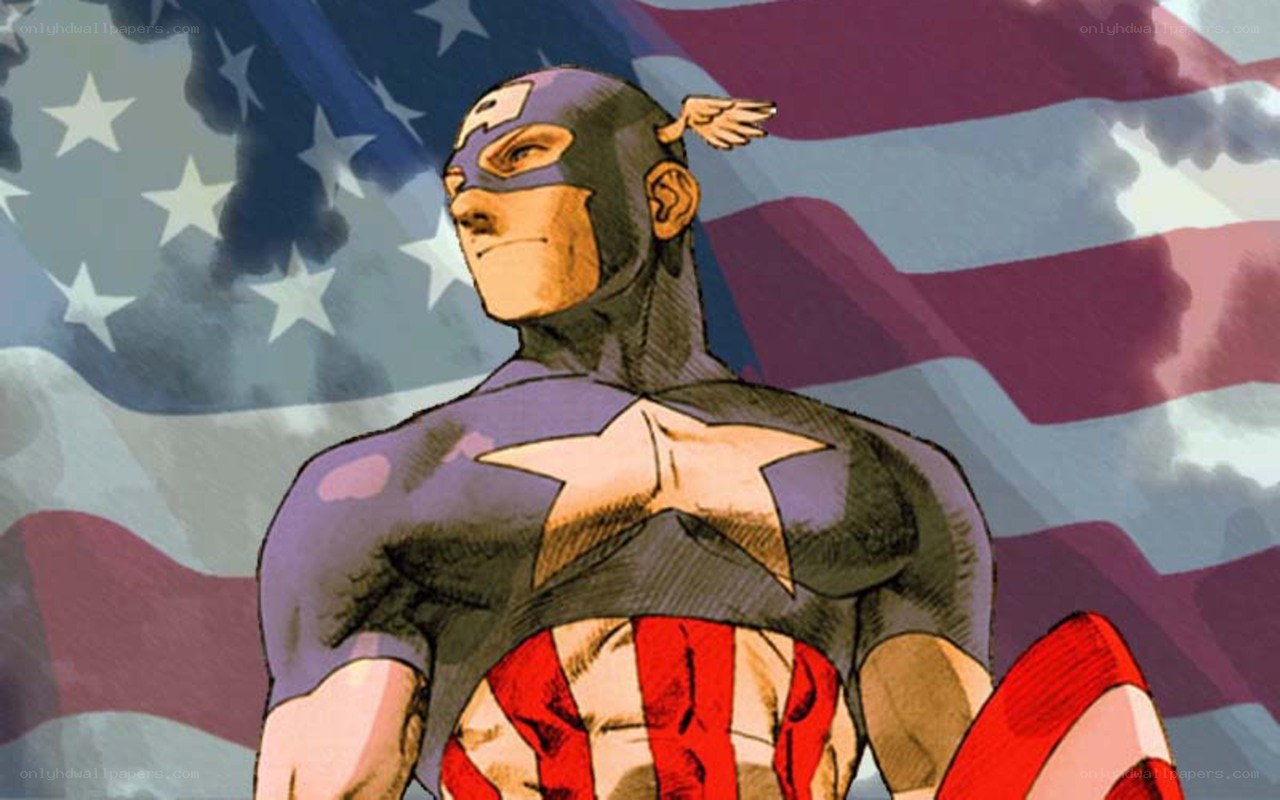 Captain America stands proudly
