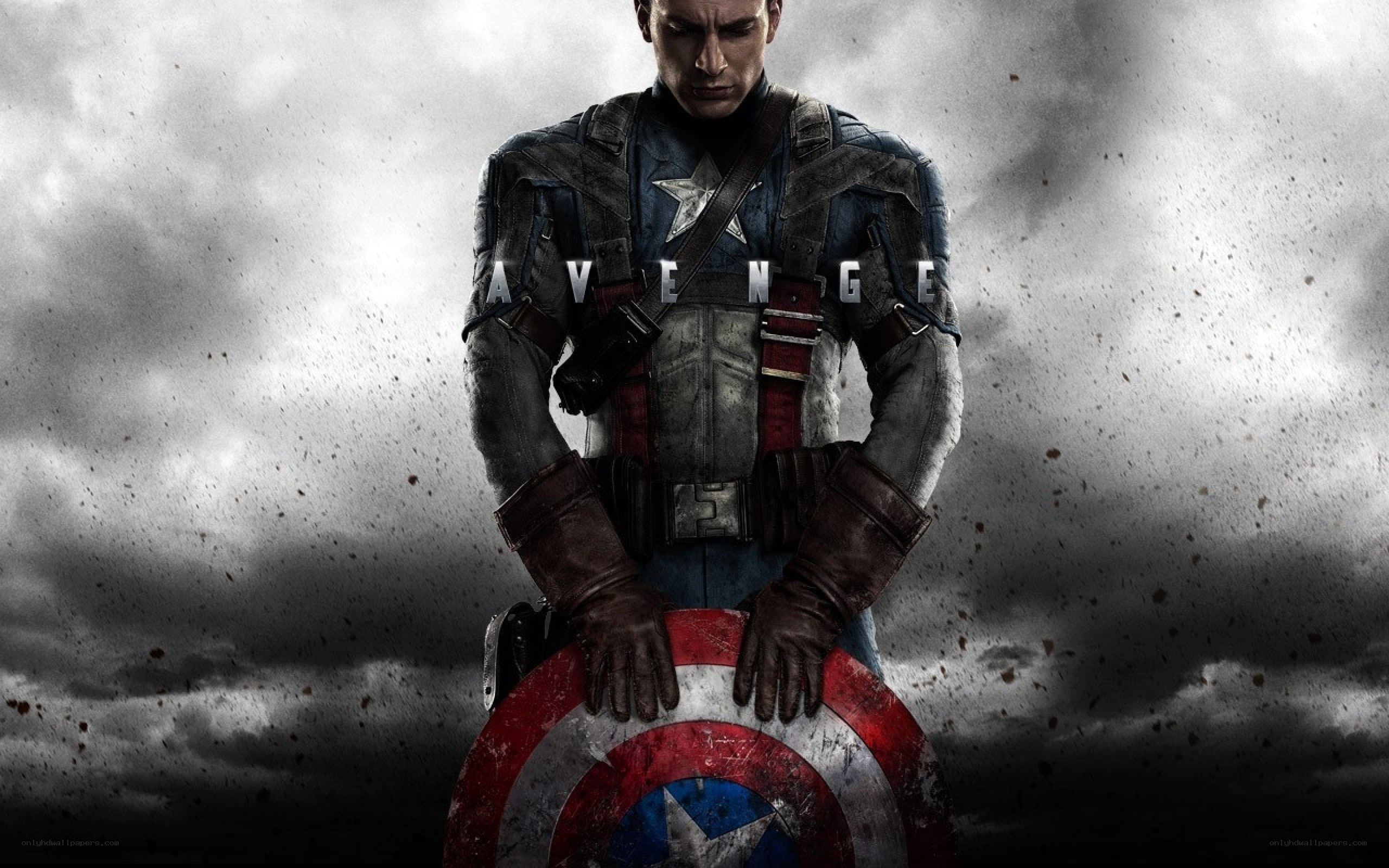 Captain America stands with shield