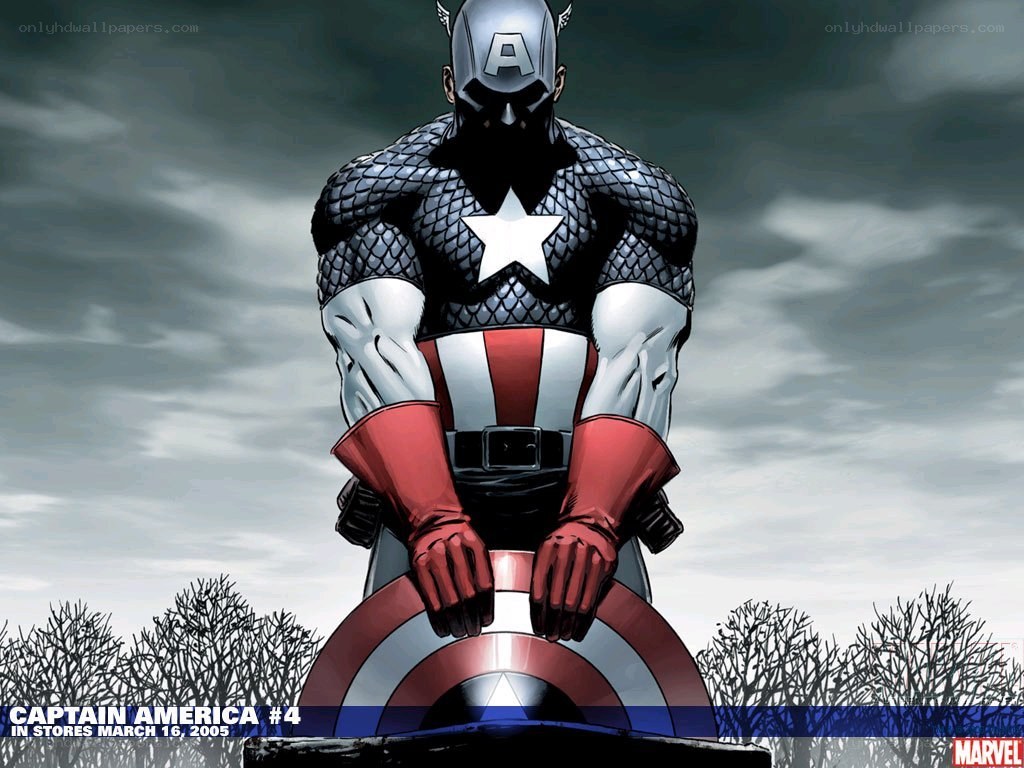 Captain America stands with shield