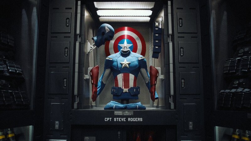 Captain America suit in display