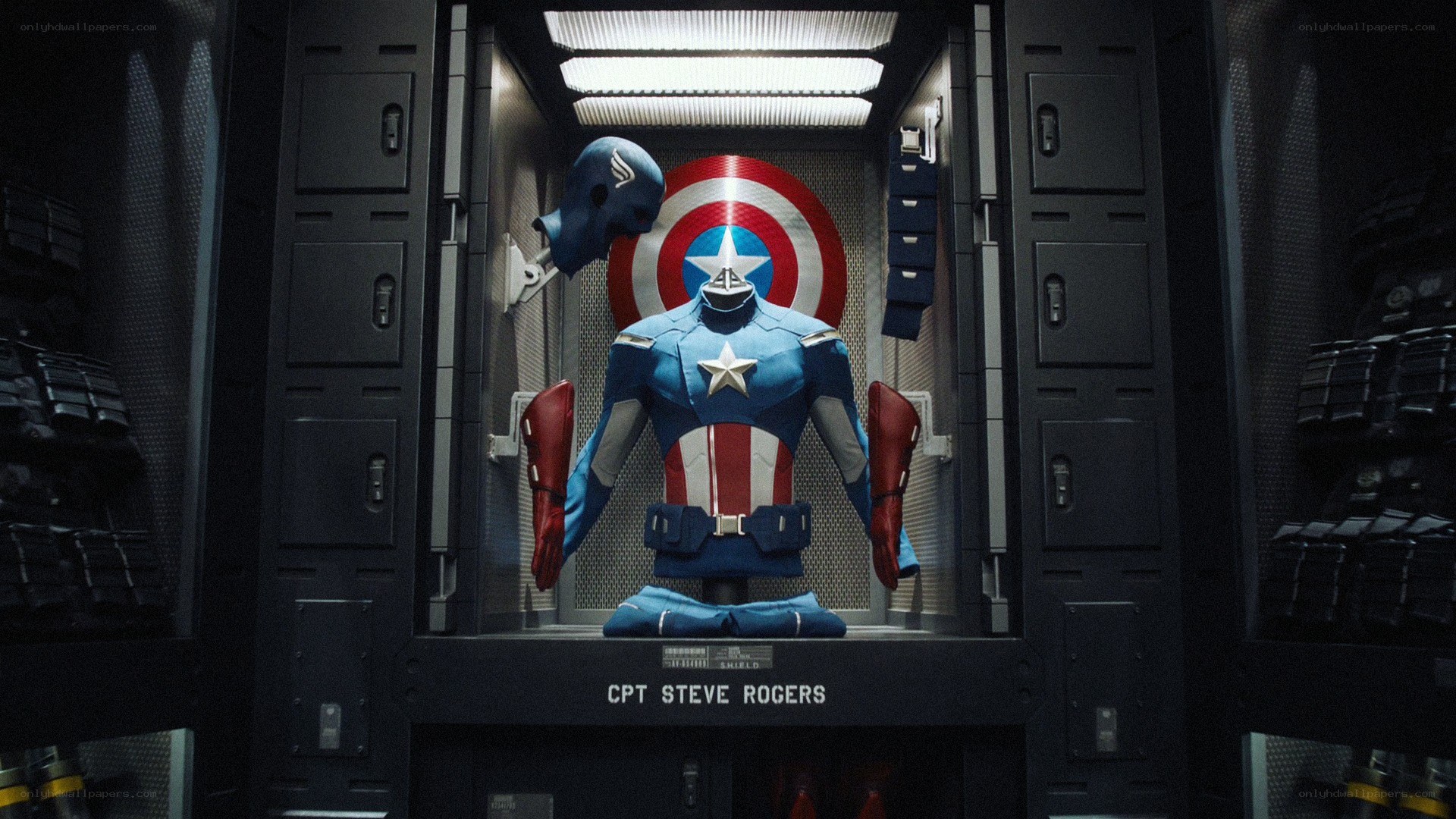 Captain America suit in display