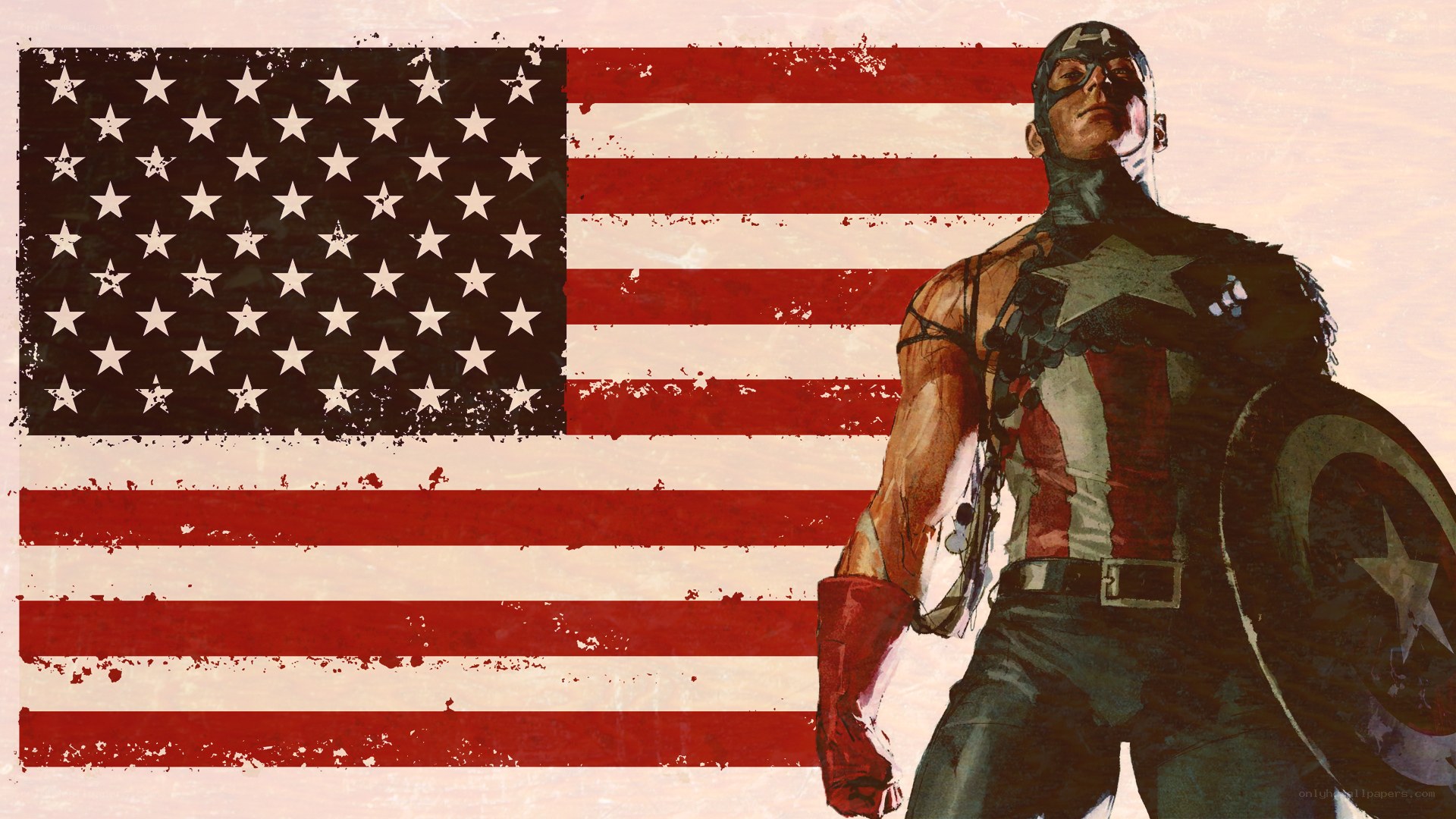 Captain America with American flag