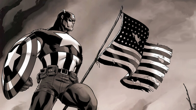 Captain America with flag