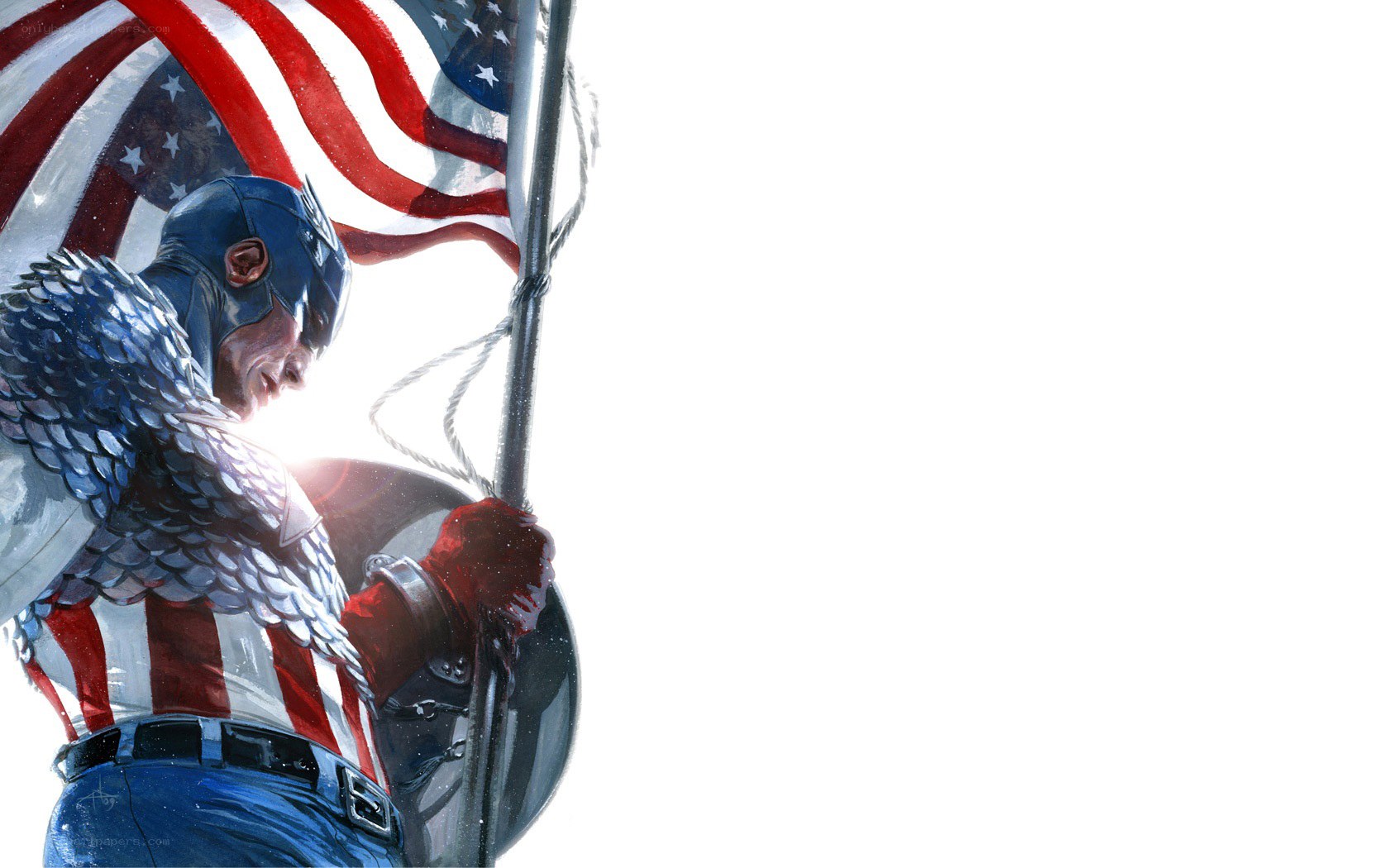 Captain America with flag