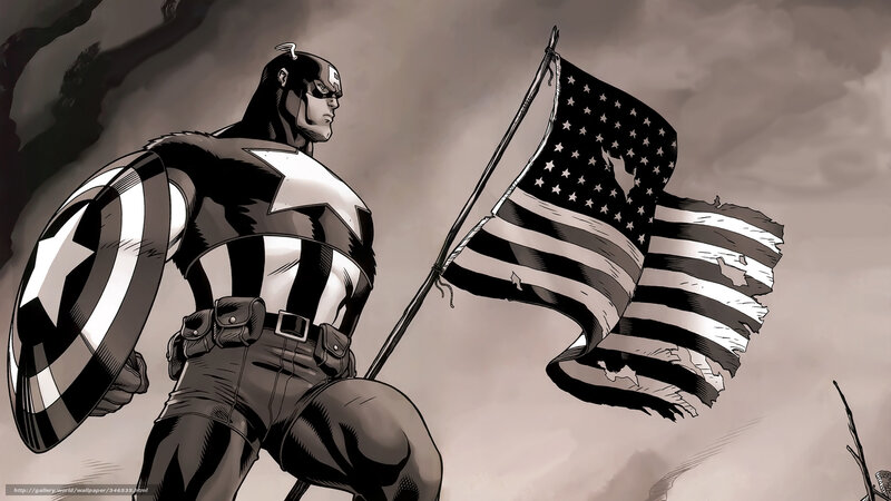 Captain America with flag