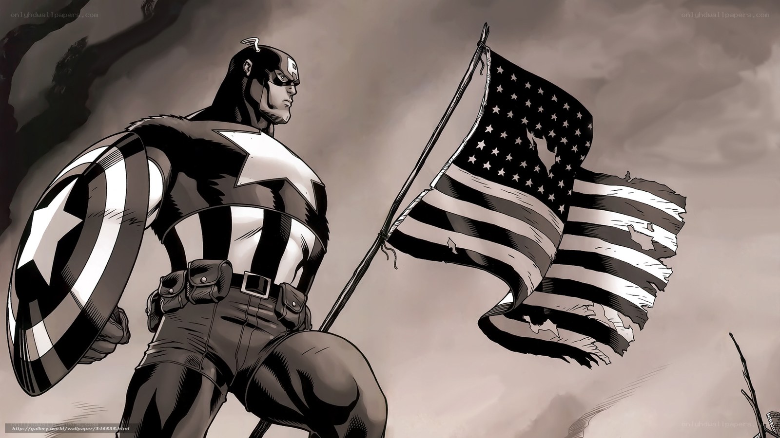 Captain America with flag