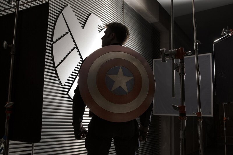 Captain America with Shield — Black, Dramatic, Photograph, Studio Lights