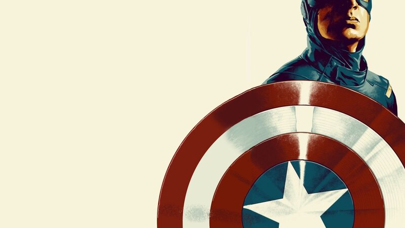 Captain America with Shield — Red, Dramatic, Illustration, Helmet