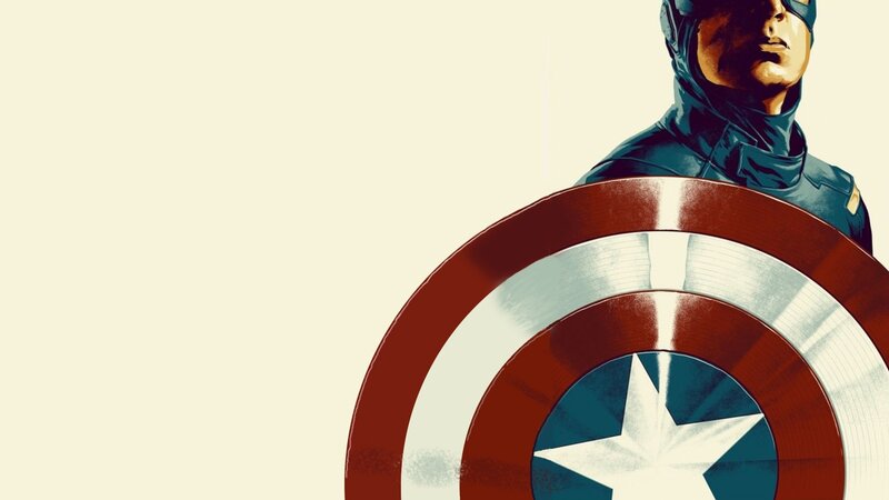 Captain America with Shield — Red, Dramatic, Illustration