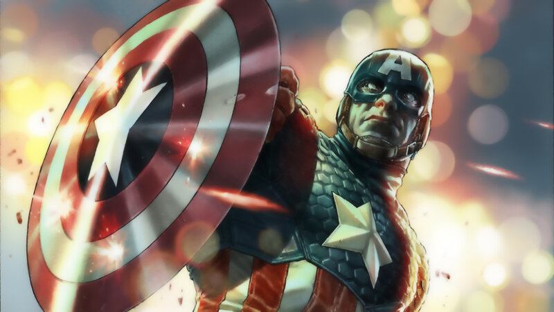Captain America with Shield — Red, Dramatic