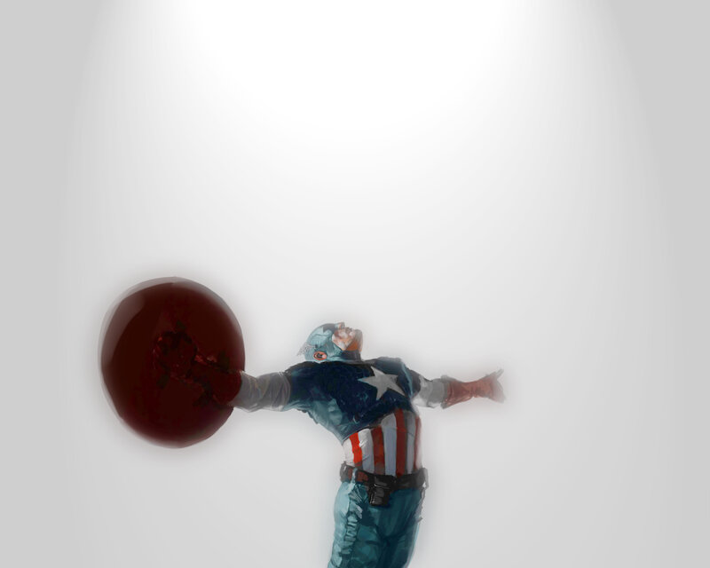 Captain America with Shield — White