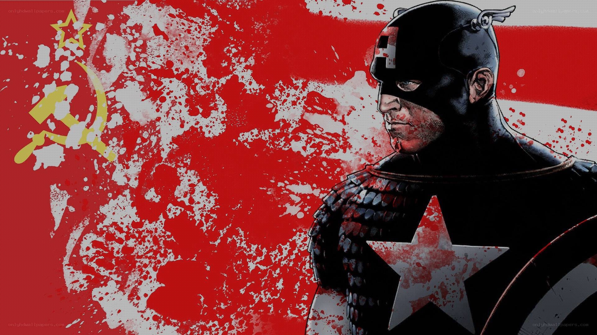 Captain America with Soviet symbol