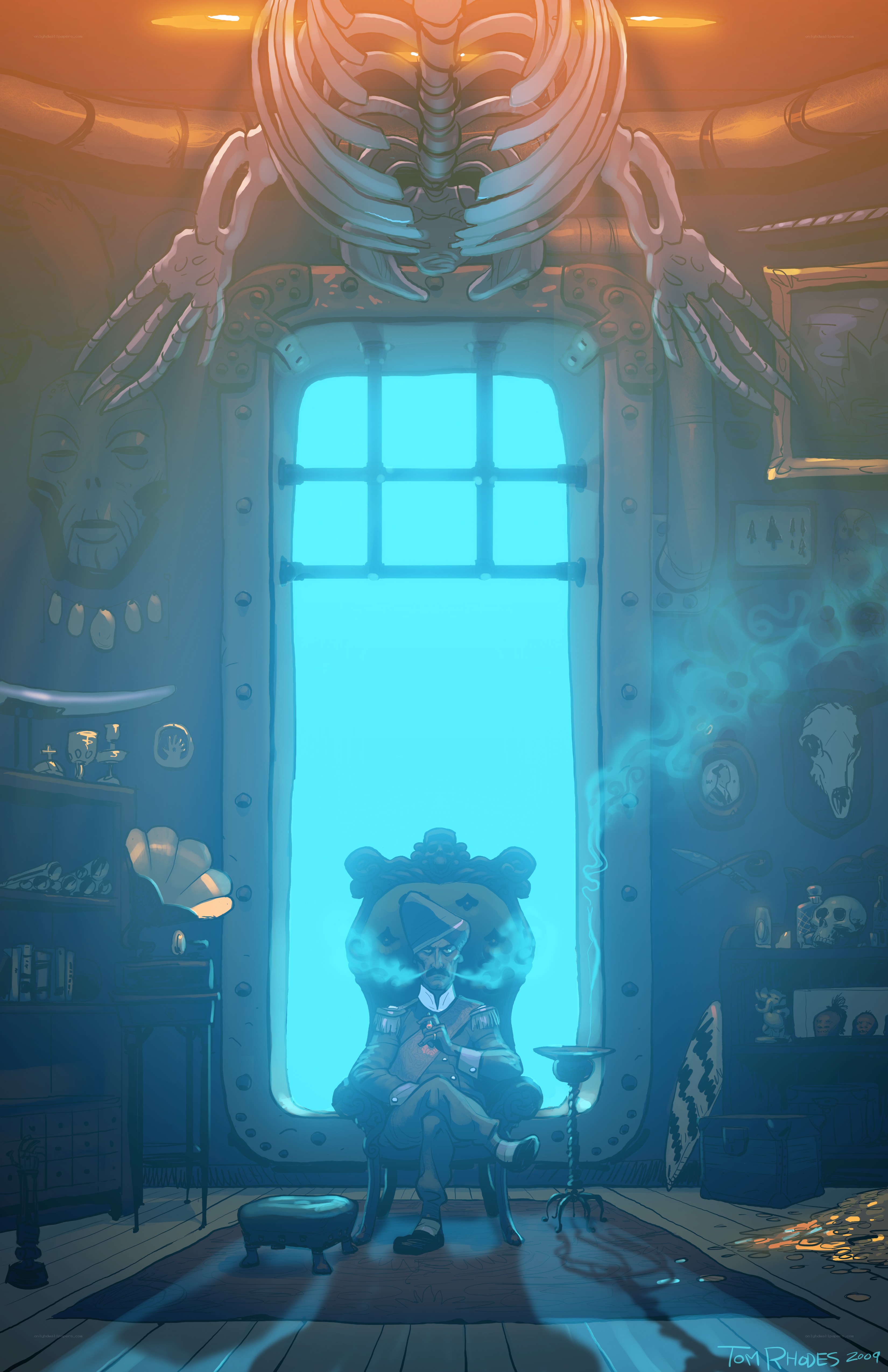 Captain in a submarine room