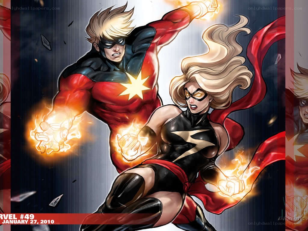 Captain Marvel and Ms. Marvel in action
