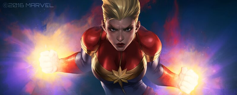 Captain Marvel Character — Red, Dramatic