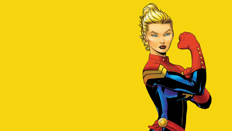 Captain Marvel Flexing — Yellow, Confident